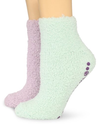 Dr. Scholl's Women's 2 Pack Soothing Spa Low Cut Lavender + Vitamin E Socks with Silicone Treads, SeaFoam, Shoe Size: 4-10