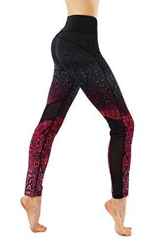 CodeFit Yoga Power Flex Dry-Fit Pants Workout Printed Leggings Ombte Print (Small/Medium, 6cp06-Black)