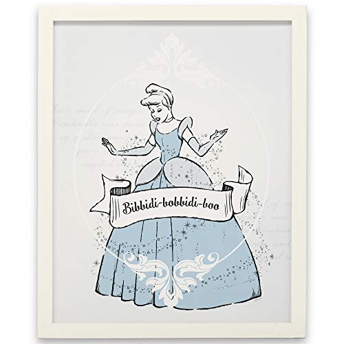 Open Road Brands Disney Cinderella Wall Art - Classic White Framed Cinderella Picture for Bedroom, Nursery or Playroom