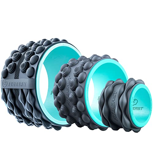 FitBeast Back Stretcher, Back Cracker & Back Roller, Back Pain Relief Product, Yoga Wheel, Foam Roller for Back, Back Stretching & Back Cracking Device, Back Popper (6''+9''+12'', Blue)