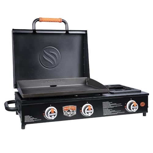 Blackstone 1860 On The Go Range top Combo with Hood & Handles Heavy Duty Flat Top BBQ Griddle Grill Station for Kitchen, Camping, Outdoor, Tailgating 22 inch Black