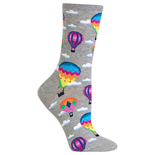 Hot Sox Women's Fun Pop Culture & Celebration Crew 1 Pair Pack-Cool & Funny Novelty Gifts, Hot Air Balloons (Sweatshirt Gray Heather), Shoe Size: 4-10 (Sock Size: 9-11)