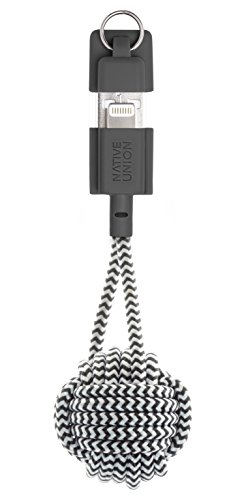 Native Union Key Cable - Ultra-Strong Reinforced [MFi Certified] Durable Lightning to USB-A High Speed Charging Cable with Key Fob Compatible with for iPhone 14, iPhone 13 and Earlier (Zebra)