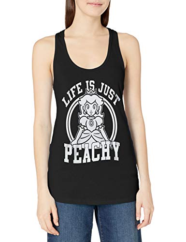 Nintendo Junior's Just Peachy Tank Top, Medium, Black