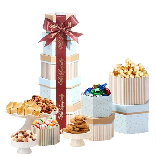 Broadway Basketeers Condolences Gourmet Gift Basket, Kosher Sympathy Food Gift Baskets for Delivery, Perfect Care Package Box or Assorted Snack Gifts for Bereavement, Loss, Funeral, or Shiva