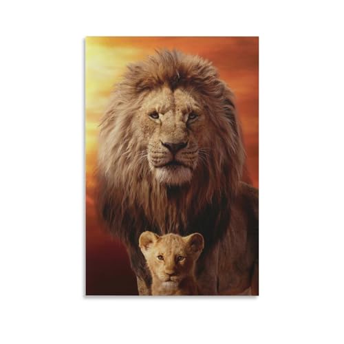 Lion Poster, King Of The Jungle Wall Art，Lion Father And Son，Family Animal Wall Art Poster Canvas Wall Art Prints for Wall Decor Room Decor Bedroom Decor Gifts Posters 12x18inch(30x45cm) Unframe-sty