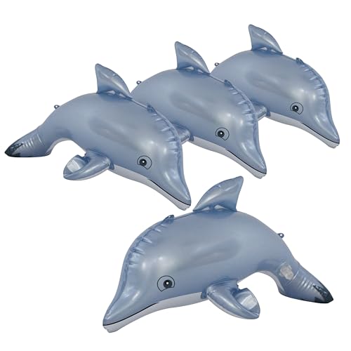 Jet Creations Inflatable Aquatic Animal Dolphin, Pack of 4, 20 inch Long, Pool Toys Photo Prop Theme Party Centerpiece, Hanger (2) per Flipper