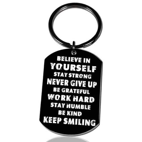 AOBIURV Inspirational Gifts For Women Men Motivational Gift Keychain Encouragement GIfts For Women Coworkers Positive Gifts For Female Believe In Yourself Keyring Necklace