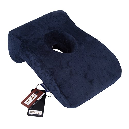 Zerlar Memory Cotton Lunch Break Face Down Head Rest Pillow Cushion for Office Student Travel (Navy Blue)