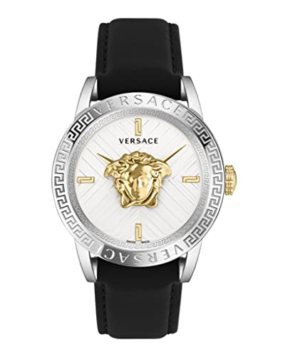 Versace Collection Luxury Mens Watch Timepiece with a Silver Strap featuring a Silver Case and Silver Dial