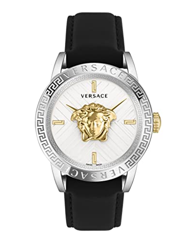 Versace Collection Luxury Mens Watch Timepiece with a Silver Strap Featuring a Silver Case and Silver Dial