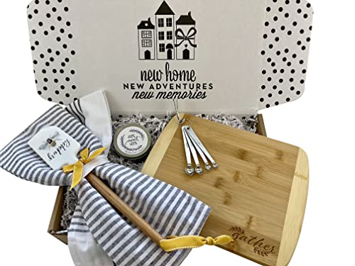 Hey, It's Your Day Gifts Unique House Warming New Home Gift Basket with Cutting Board Spoons Candle and More