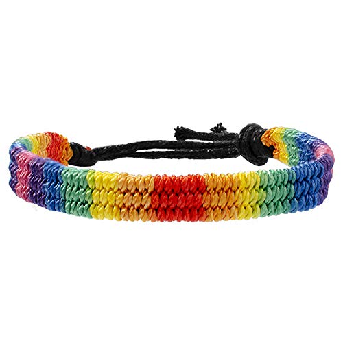 Nanafast Rainbow LGBT Pride Bracelet Handmade Braided Friendship String Bracelet for Gay & Lesbian LGBTQ Wristband Adjustable Size Black String