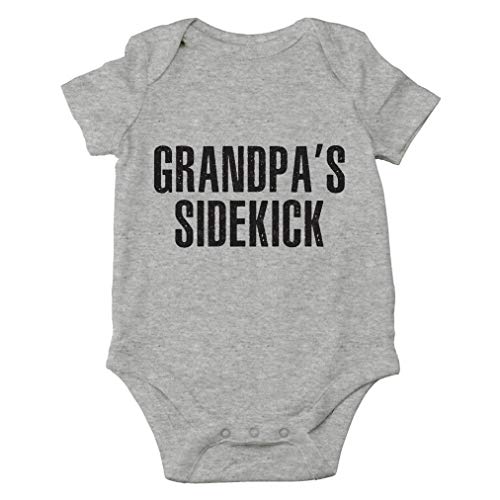 AW Fashions Grandpa's Sidekick Baby Bodysuit Cute Newborn Outfit Funny Boy Girl Grandparent Infant Clothes (Newborn, Sports Grey)