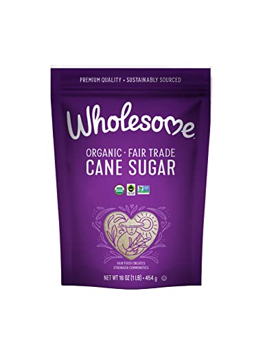 Wholesome Organic Cane Sugar, Fair Trade, Non GMO & Gluten Free, 1 Pound (Pack of 12)
