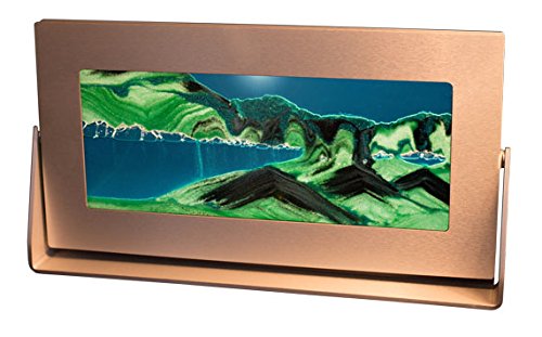 Moving Sand Pictures - Md62 Medium Silver Frame (Summer Turquoise) Great Men's and Women's Gifts. Sand Art, Sandscapes, 3D Kinetic Sands.