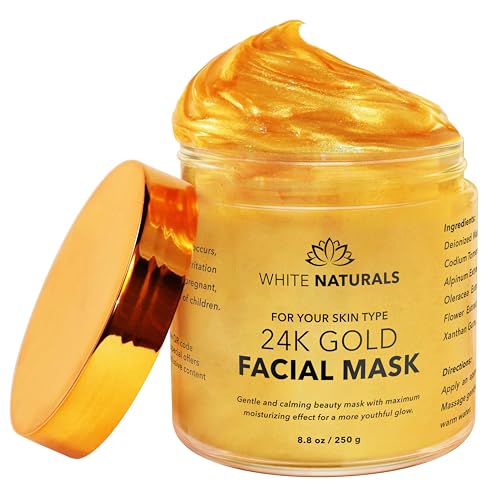 White Naturals One Day Sale 24K Gold Facial Mask, Anti-Aging Gold Face Mask For Flawless & Moisturizes Skin, Helps Reduces Wrinkles, Fine Lines & Acne Scars, Removes Blackheads, Dirt & Oils