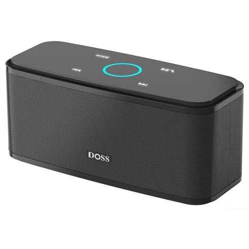 DOSS SoundBox Touch Wireless Bluetooth Speaker with 12W HD Sound and Bass, IPX5 Waterproof, 20H Playtime, Touch Control, Bluetooth 5.0, Handsfree, Speaker for Office, Home, Outdoor, Travel-Upgraded