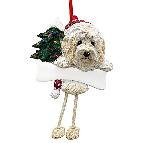 Goldendoodle Ornament with Unique 'Dangling Legs' Hand Painted and Easily Personalized Christmas Ornament