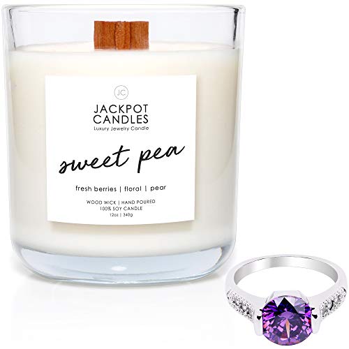 Jackpot Candles Sweet Pea Candle with Ring Inside (Surprise Jewelry Valued at $15 to $5,000) Surprise Ring Size