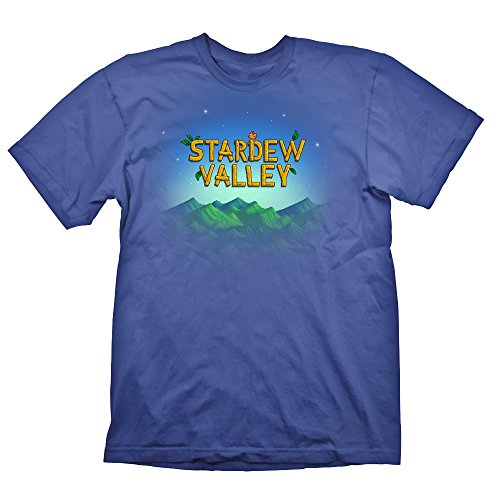 Official Stardew Valley Logo Themed T-Shirt Short Sleeve Cotton Blue | Mens L