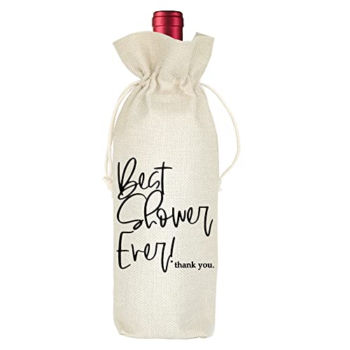 Best Shower Ever Wine Bag Gift, Shower Host Gift Ideas, Baby Shower Host Gift, Bridal Shower Host Gift, Party Host Gift, Personalized Gift Wine Bag - Burlap Drawstring Wine Bag