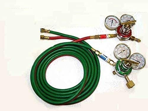 Devardi Glass Lampwork, Glass Blowing, Oxygen/Propane Torch Regulator, Hose Kit, w/3 inch gauges