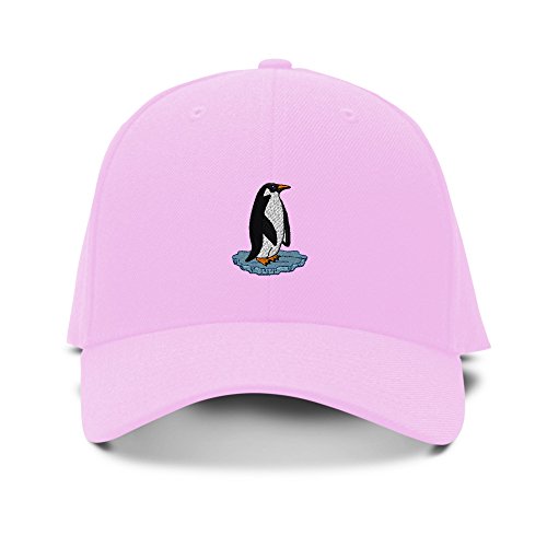 Penguin Animals Embroidery Adjustable Structured Baseball Hat Soft Pink