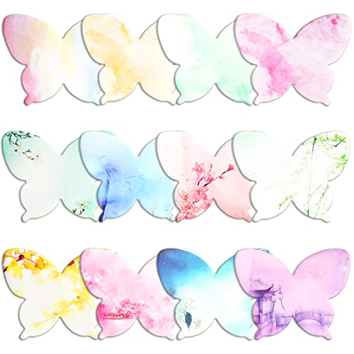 Breling 360 Pieces Sticky Notes Cute Butterfly Shaped Self-Sticky Notes Colored Watercolor Sticky Note Memo Pads for Reminders Studying School Home Family Office Supplies