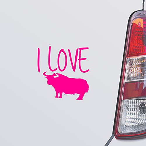 Custom Brother - I Love YAKS Animal Pink Color Car Laptop Wall Bumper Decal Sticker, DesD11