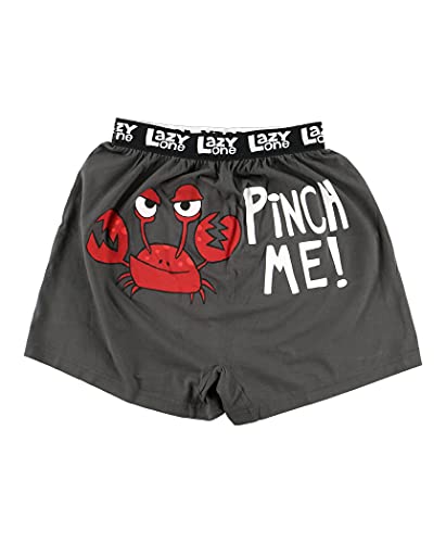 Lazy One Funny Animal Boxers, Novelty Boxer Shorts, Humorous Underwear, Gag Gifts for Men, Sea, Ocean (Pinch Me! Crab, MEDIUM)