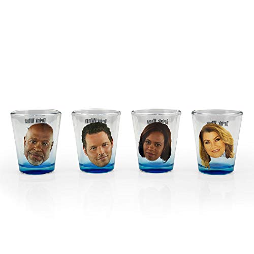 Surreal Entertainment Greys Anatomy Party Drinking Game | Set Of 4 Official Collectible Character Shot Glasses | 2 Ounces Each