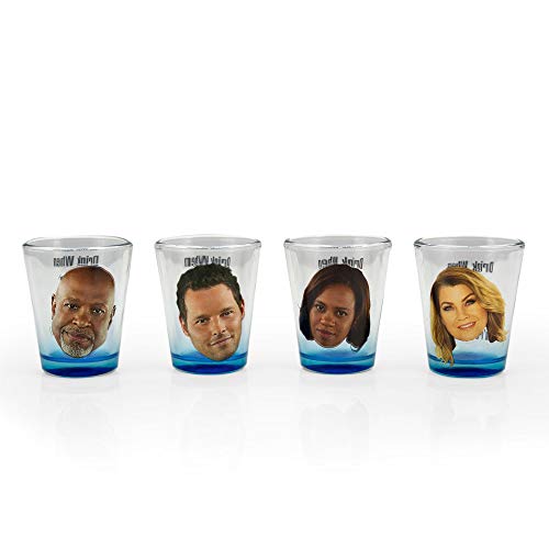 Greys Anatomy Party Drinking Game | Set Of 4 Official Collectible Character Shot Glasses | 2 Ounces Each