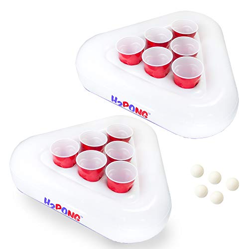 Play Platoon H2PONG Inflatable Party Pong Racks, Includes 5 Ping Pong Balls - Floating Pool Party Game Float Set