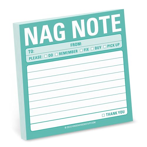 1-Count Knock Knock Nag Note Sticky Notes, to Do List Notepad, 3 x 3-inches, 100 sheets each
