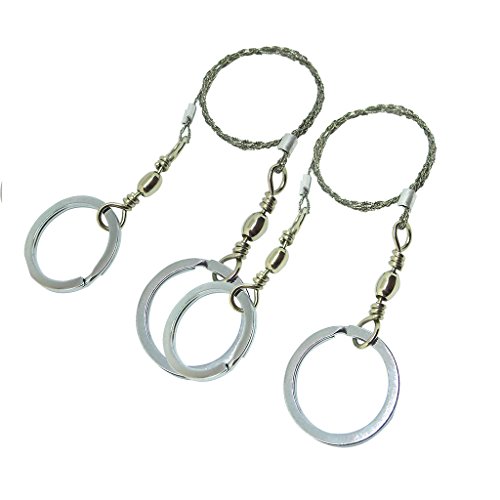 Bytiyar 2 packs Pocket Stainless Steel Wire Saw with Metal Finger Handle Ring for Emergency Surival Camping Tool Kits