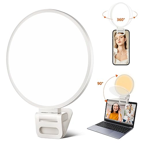 Selfie Light, EcoBasic Full-Screen Rechargeable Clip on Ring Light with 3 Modes for Phone, Laptop, Tablet, 10X Brighter Soft Phone Light for Selfies, Live Streaming, Video Conference