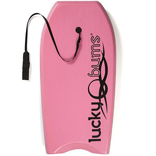 Lucky Bums Body Board with EPS Core Slick Bottom and Leash for Kids and Adults, Pink, 37-inch