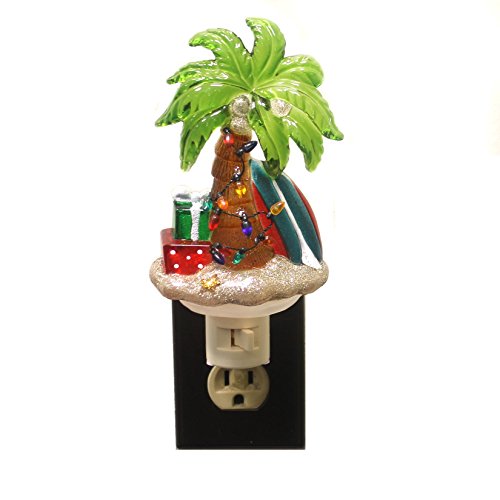 Christmas Night Light - Surfboard & Palm Tree Decorated with Lights & Presents