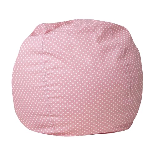 Flash Furniture Dillon Small Bean Bag Chair for Kids and Teens, Foam-Filled Beanbag Chair with Machine Washable Cover, Light Pink Polka Dot