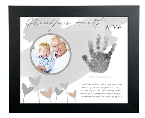 Baby Child Keepsake Handprint Frame for Grandpa with Poetry - Loving Gift for Grandfather for Christmas, Father's Day- Made in USA