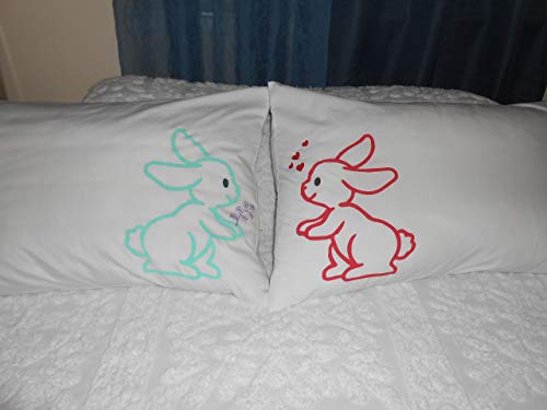 Love Bunnies Pillowcases, Couples Gift Idea, Bedroom Decor