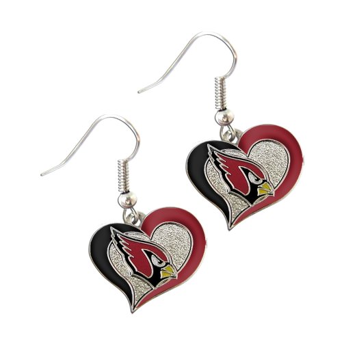 aminco womens NFL Arizona Cardinals Swirl Heart Earrings Multi, One Size