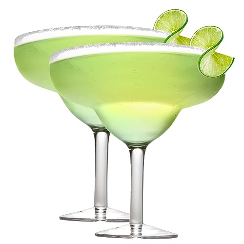 Extra Large Margarita Glasses 2 Pack - 33 oz per Giant Glass - Each Fits 3 Regular Margs - Fun for Tequila Lovers, 21st Birthdays & Mexican Dinner Night - Jumbo Drinking Glasses for Cocktail Parties