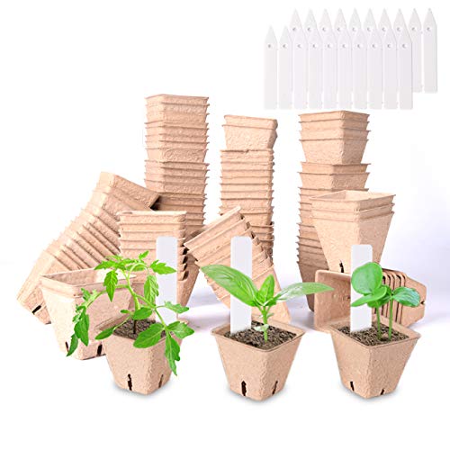 102 Packs 2.36' Seedling Starter Peat Pots Kits,Biodegradable Organic Germination Seedling Trays with 20 Pcs Plant Labels(102 Pack, 2.36'')
