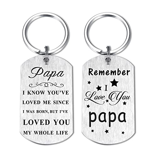Resdink Papa Gifts for Men, Remember I Love You Papa Present, Personalized Birthday Gift for Best Papa Keychain