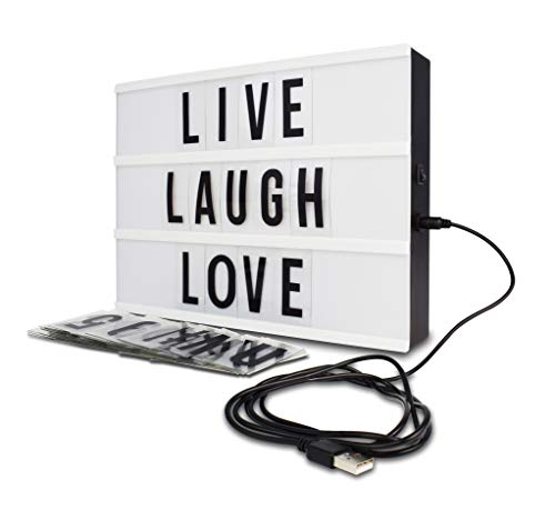 Northpoint Cinema Style 10-LED Home Decor Large Light Box with 109 Letters and Characters, Wall Mounted or Tabletop, Battery or USB Powered, White