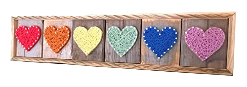 Reclaimed wood rainbow heart wall hanging sign. A unique gift for Gay Pride and house warming gift.