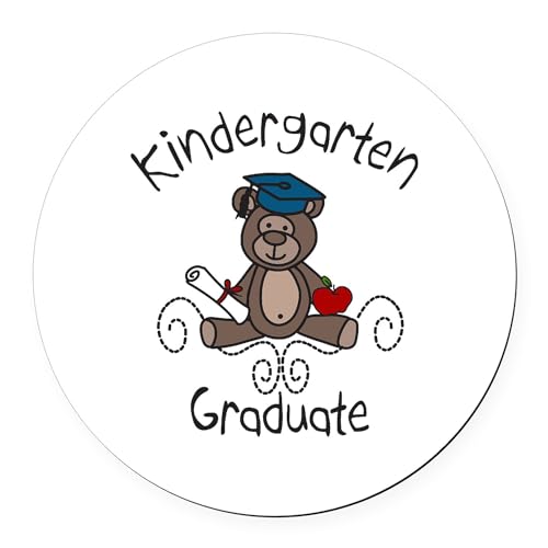 CafePress Kindergarten Graduate Round Car Magnet, Magnetic Bumper Display
