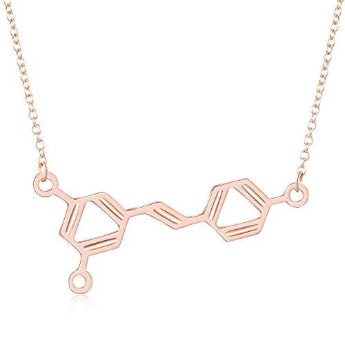Discontinued Wine Molecule Necklace, Wine Lover Gifts for Women, Chic Geeky Jewelry, for Wine Lovers, Makers, and Enthusiasts, 19” Chain (Rose Gold Tone)